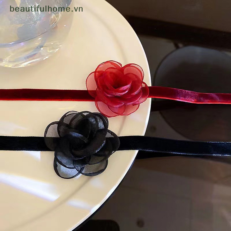 Vòng Cổ Choker Vải Hoa Thắt Nơ Phong Cách Gothic Thời Trang Giản Dị Dành Cho Nữ