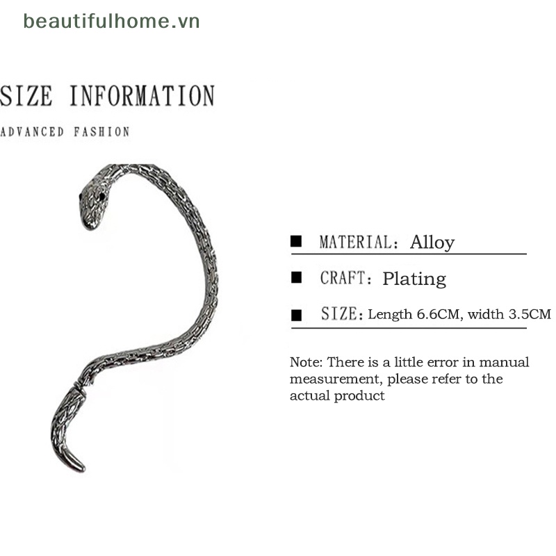 [beautifulhome] Bông Tai Dạng Kẹp Hình Rắn / Động Vật Hình Học Phong Cách Punk Cổ Điển Cá Tính Dành Cho Nữ Dự Tiệc Hàng Ngày [beauty]