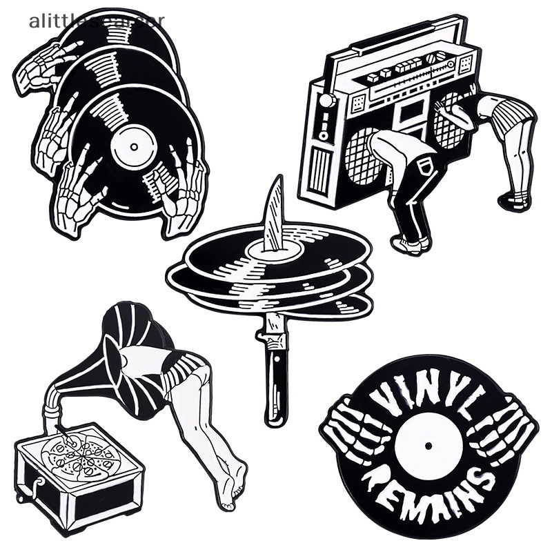 Ghim Cài Áo Bằng Vinyl Hình Đĩa Hát Kinh Dị Màu Đen