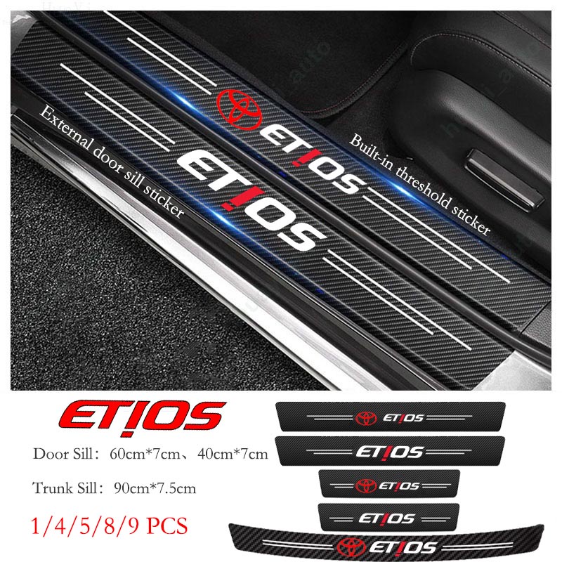 Miếng Dán Cửa Xe Hơi Toyota Etios Bằng Da Sợi Carbon Chống Trầy Xước