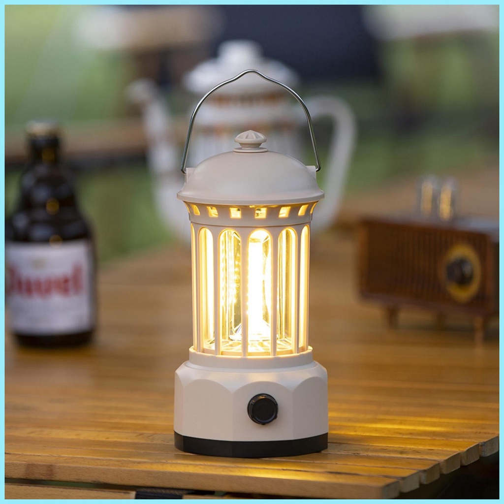 Đèn LED Cắm Trại Bằng Kim Loại Có Thể Sạc Lại Phong Cách Retro