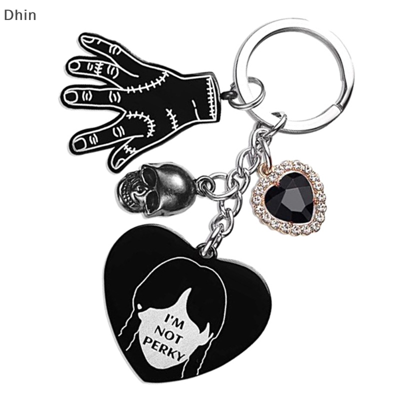 [Dhin] Móc Khóa Hình Đầu Lâu Trái Tim Chữ Addams Dòng TV hôm thứ Tư Addams Phong Cách Punk