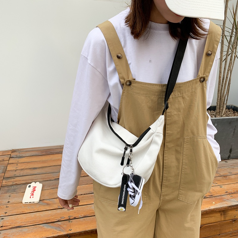 Túi Đeo Chéo Vải canvas Màu Trơn Phong Cách Tối Giản Cho Nam