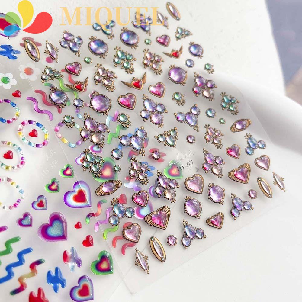 Nhãn Dán Trang Trí Móng Tay Họa Tiết Trái Tim Màu Đồng Phong Cách Cổ Điển Dành Cho Nữ