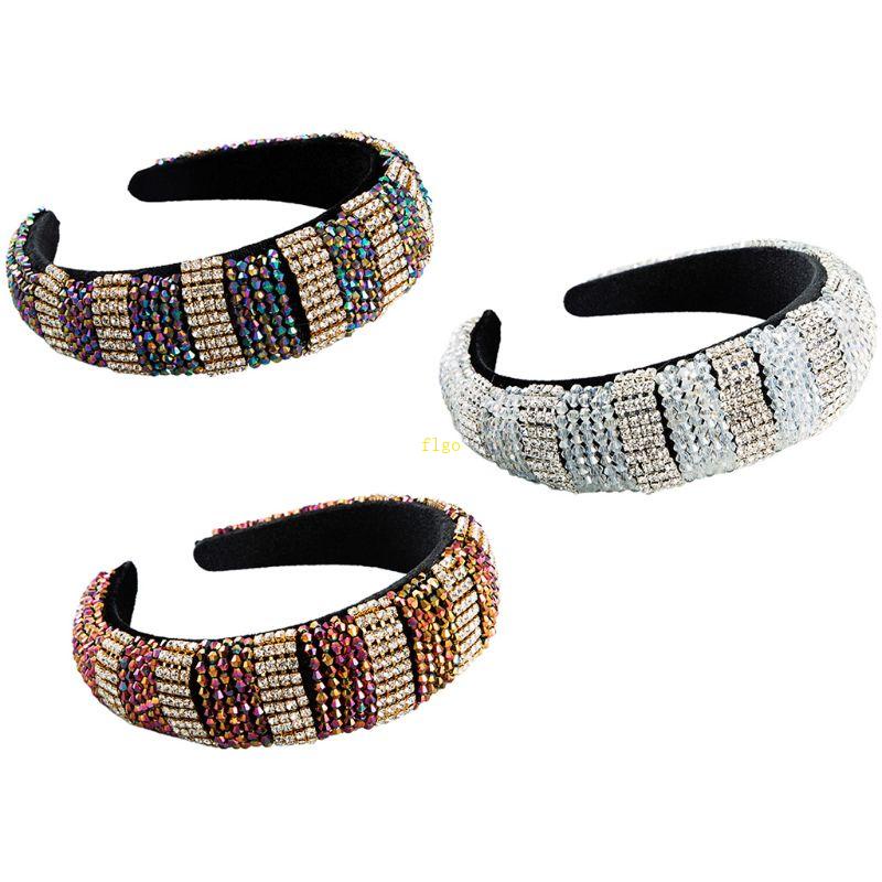 Băng Đô Nhung Bản Rộng Đính Đá Pha Lê Nhiều Màu Sắc