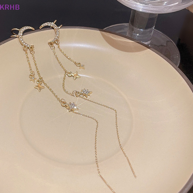 Khuyên Tai Dạng Mắc Xích Trang Trí Ngôi Sao Mặt Trăng Phong Cách Hàn Quốc Thời Trang Cho Nữ Mới