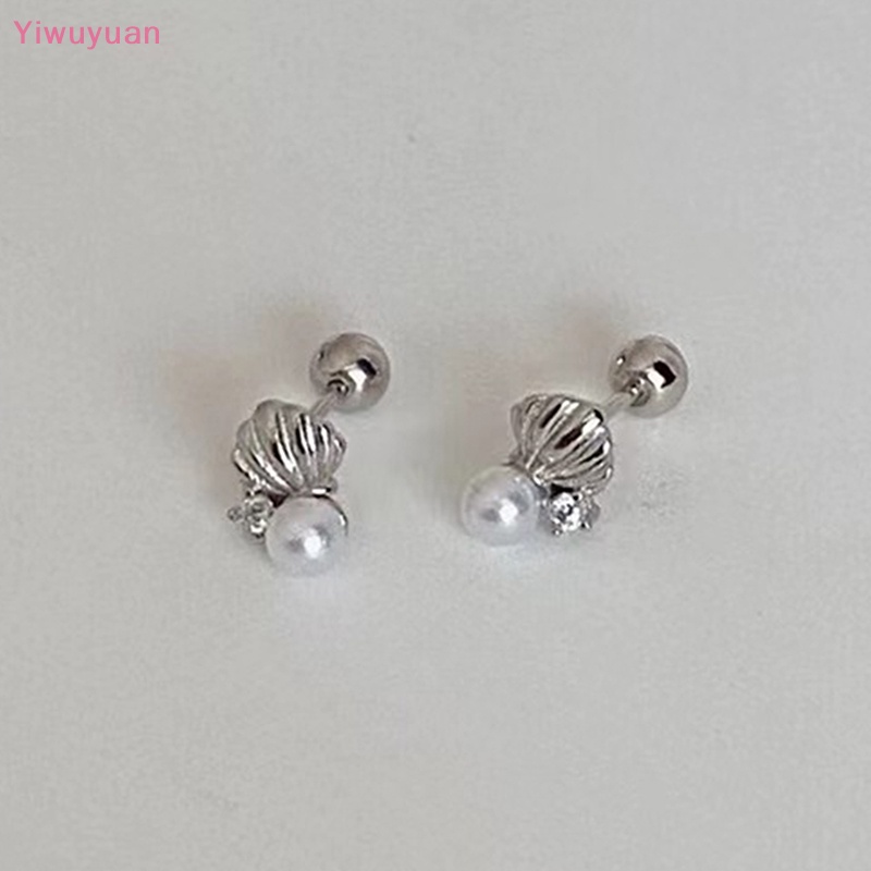 1 Đôi Bông Tai Ngọc Trai Hình Vỏ Sò Thời Trang Mới