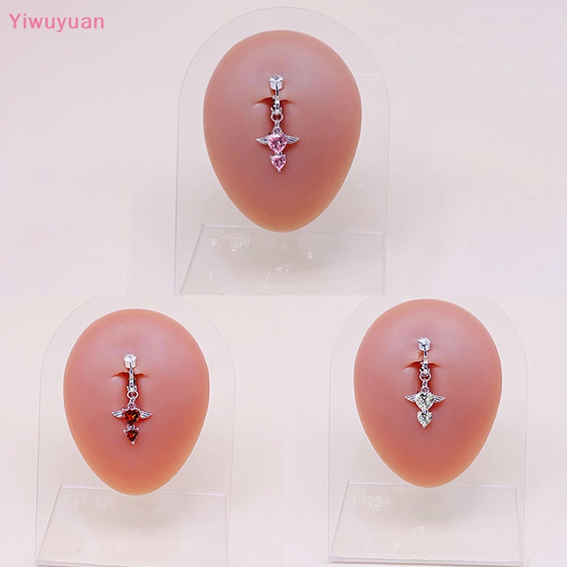 < Yiwuyuan > Khuyên Rốn Đính Đá Hình Trái Tim Đôi Cánh Quyến Rũ Cho Nữ Mới