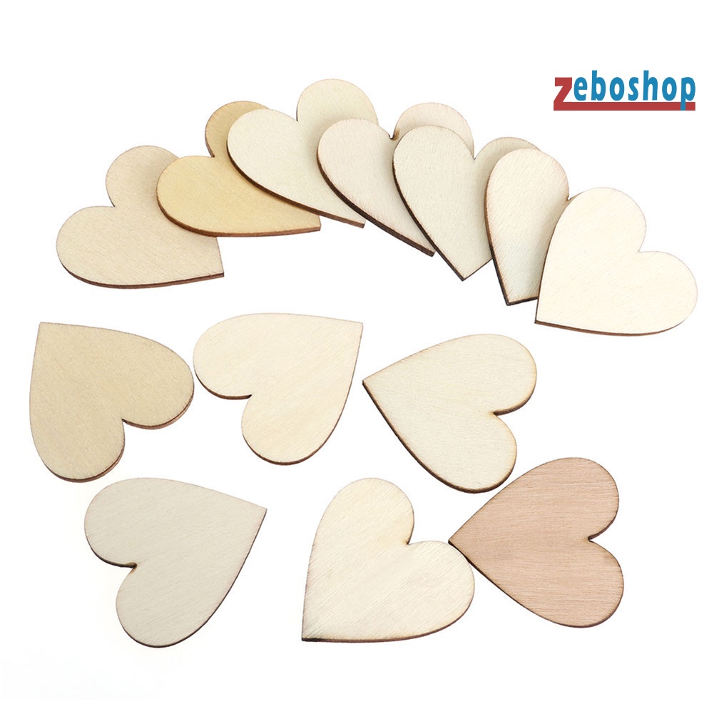 Bộ 100 Miếng Gỗ Hình Trái Tim 20 / 30 / 40mm Trang Trí Tiệc Cưới