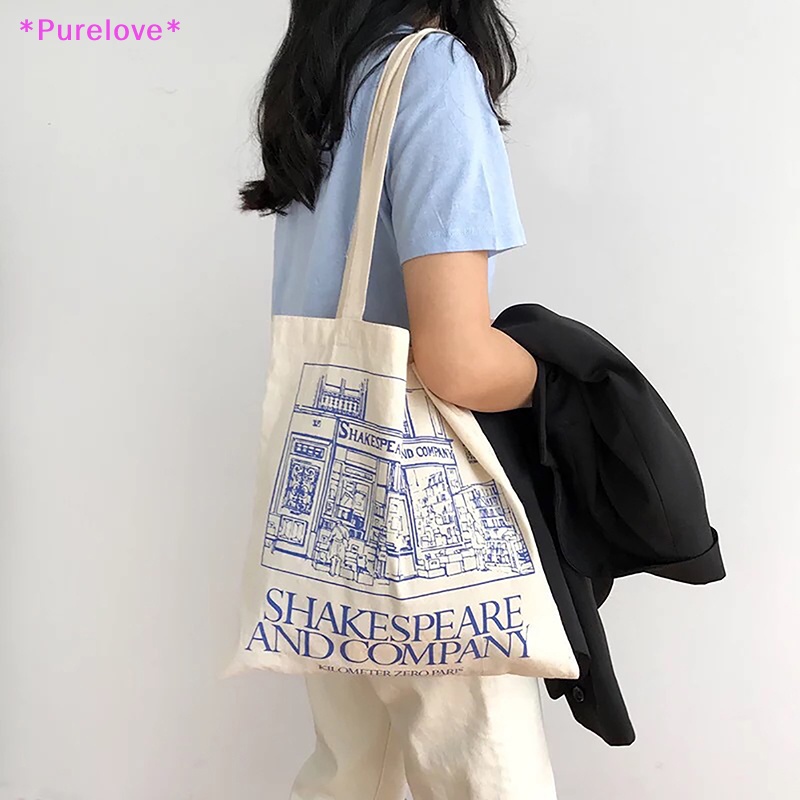 Túi Xách Vải Cotton In Họa Tiết Xinh Xắn Cho Nữ Mới