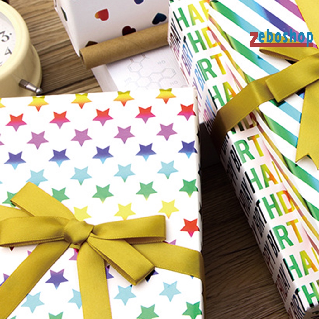 1 Cuộn Giấy Gói Quà / Trang Trí Tiệc Cưới / Giáng Sinh In Hình Trái Tim / Ngôi Sao DIY