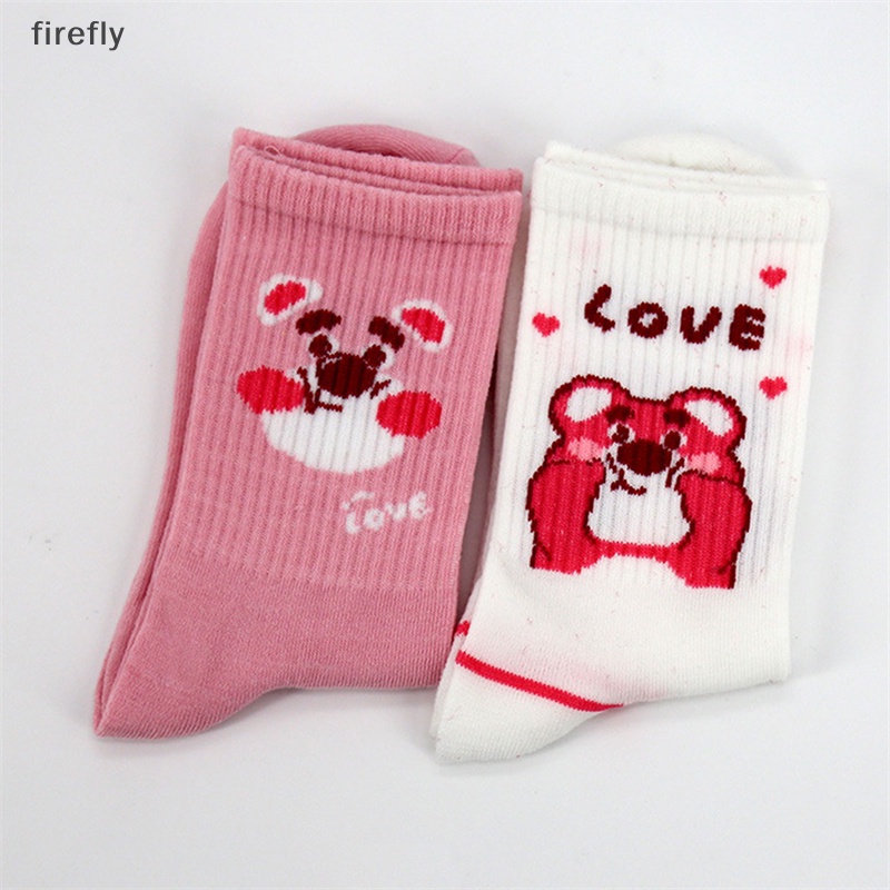 [firefly] Vớ Ống Lửng Họa Tiết Gấu Dâu Tây Hoạt Hình Phong Cách Hàn Quốc Hợp Thời