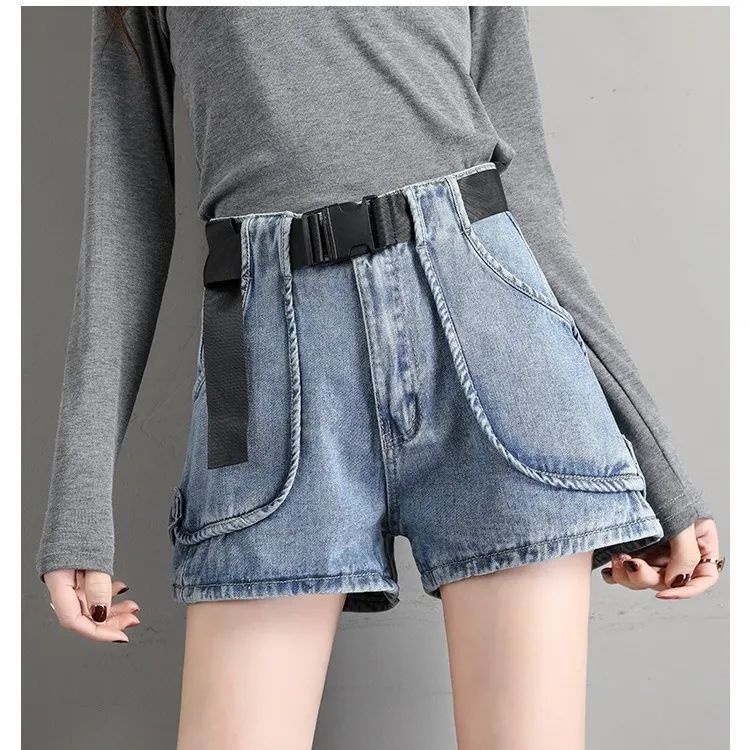 Quần Short Denim Màu Đen Lưng Cao Dáng Chữ a Thời Trang Cho Nữ