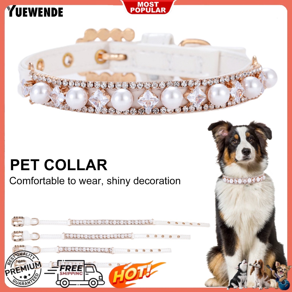 Vòng Cổ Giả Da Đính Ngọc Trai Thời Trang Dành Cho Thú Cưng