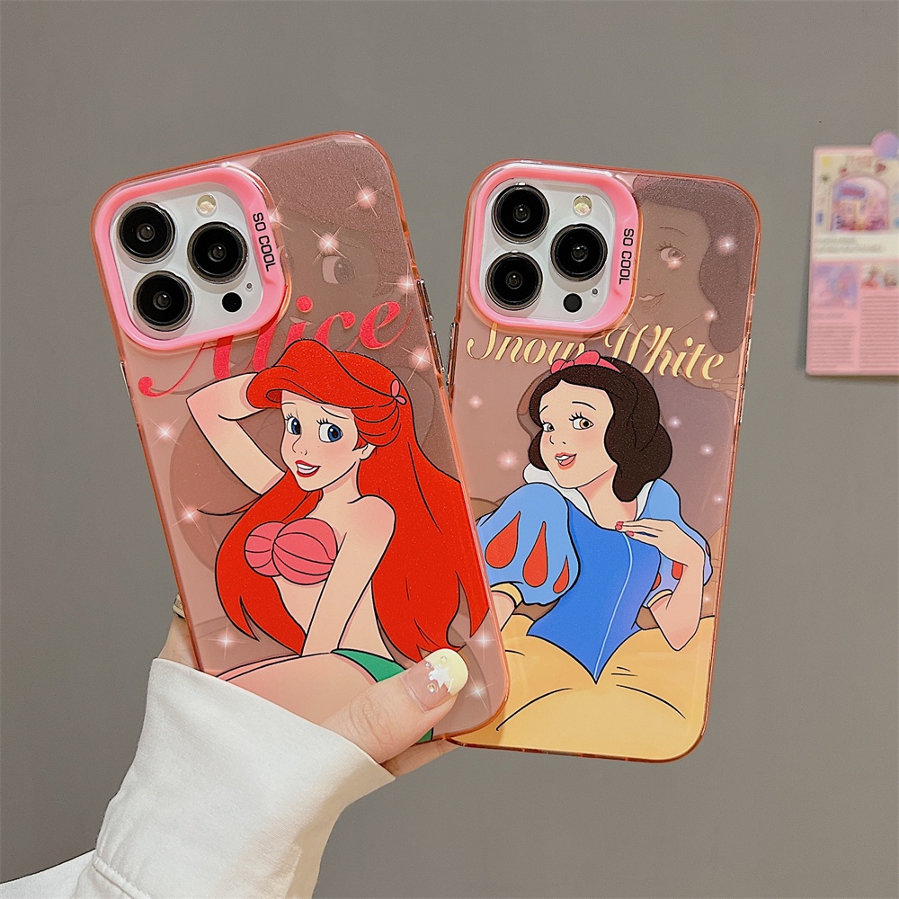 Ốp Điện Thoại acrylic Chống Sốc Mặt Nhám In Hình Nàng Tiên Cá Hoạt Hình Cho iPhone 11 12 13 14 Pro Max 14pro