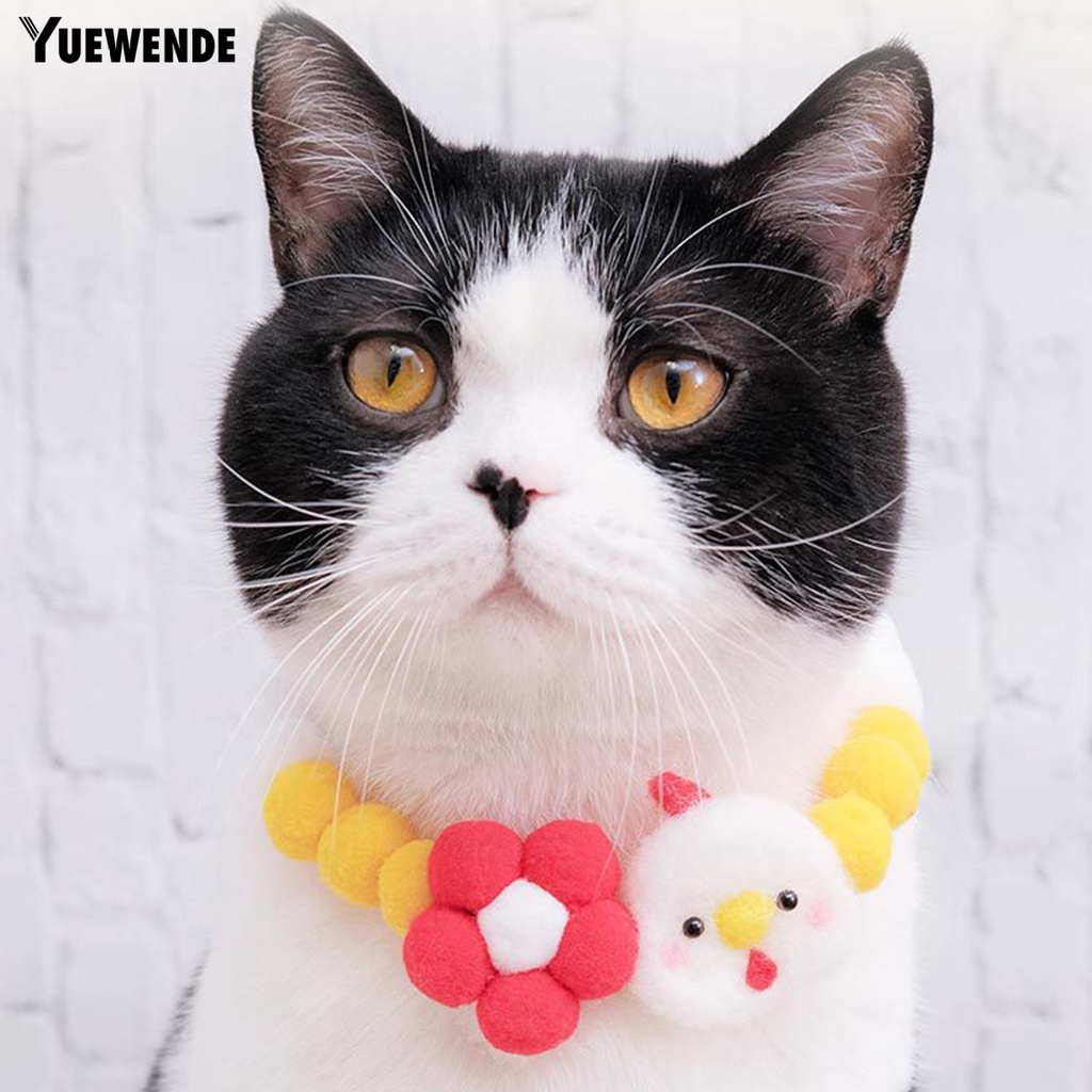 Yq.e Vòng Cổ Len Độ Co Giãn Cao Đầy Màu Sắc Có Thể Điều Chỉnh Gắn Quả Bông Cho Mèo Cưng Tại Nhà