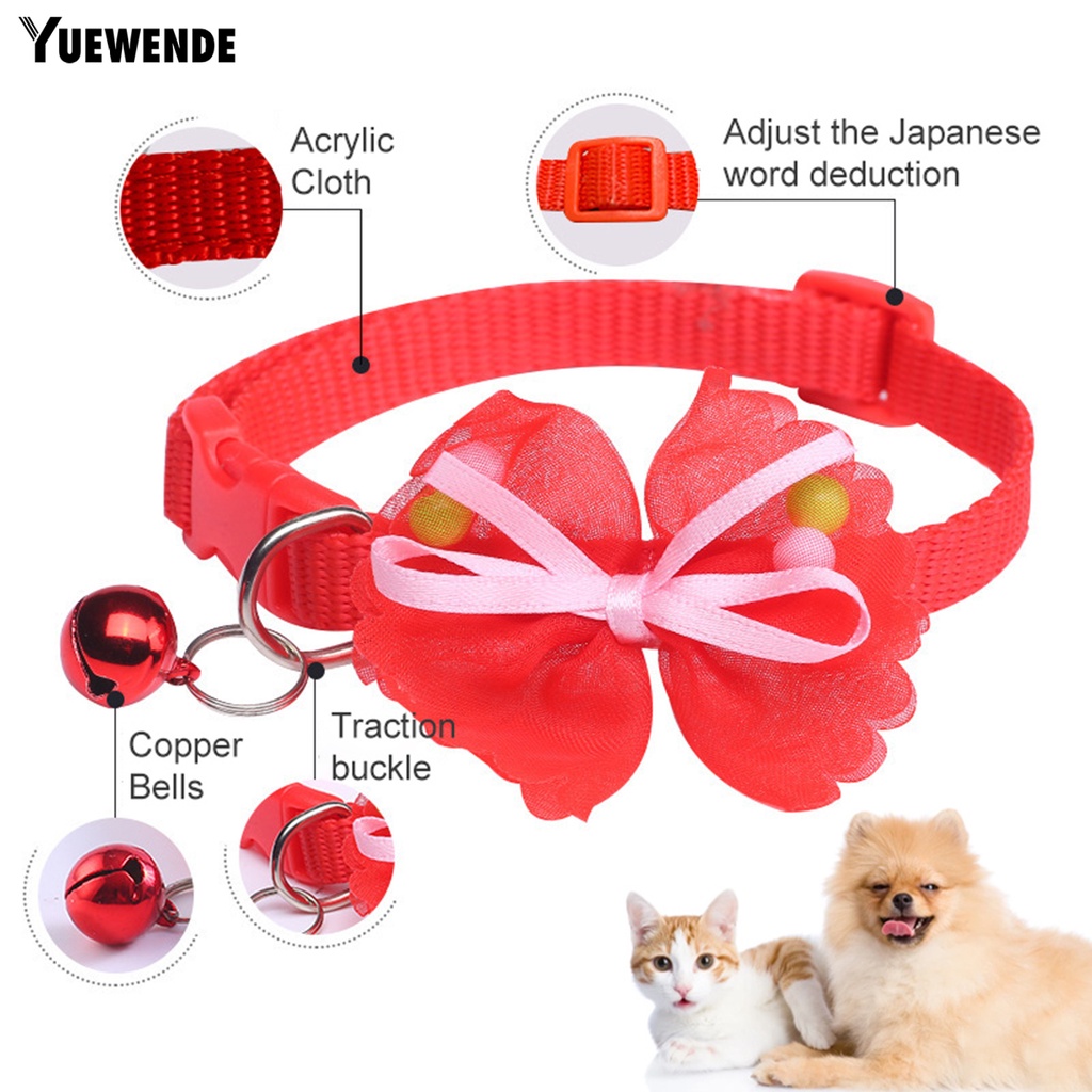 Yq.e Vòng Cổ Thắt Nơ Màu Trơn Dễ Thương Tinh Tế Có Chuông Dành Cho Cún Cưng / Mèo Cưng Trong Lễ Hội