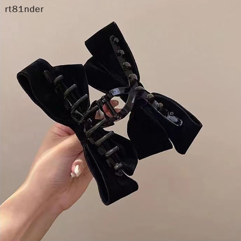 Rt Kẹp Tóc Đuôi Ngựa Hình Nơ Chéo Màu Trơn Hai Mặt Cỡ Lớn Thanh Lịch Cho Nữ n