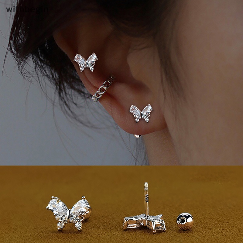 1 Đôi Khuyên Tai Dạng Xoắn Ốc Hình Bướm Đính Đá Zircon Cho Nữ