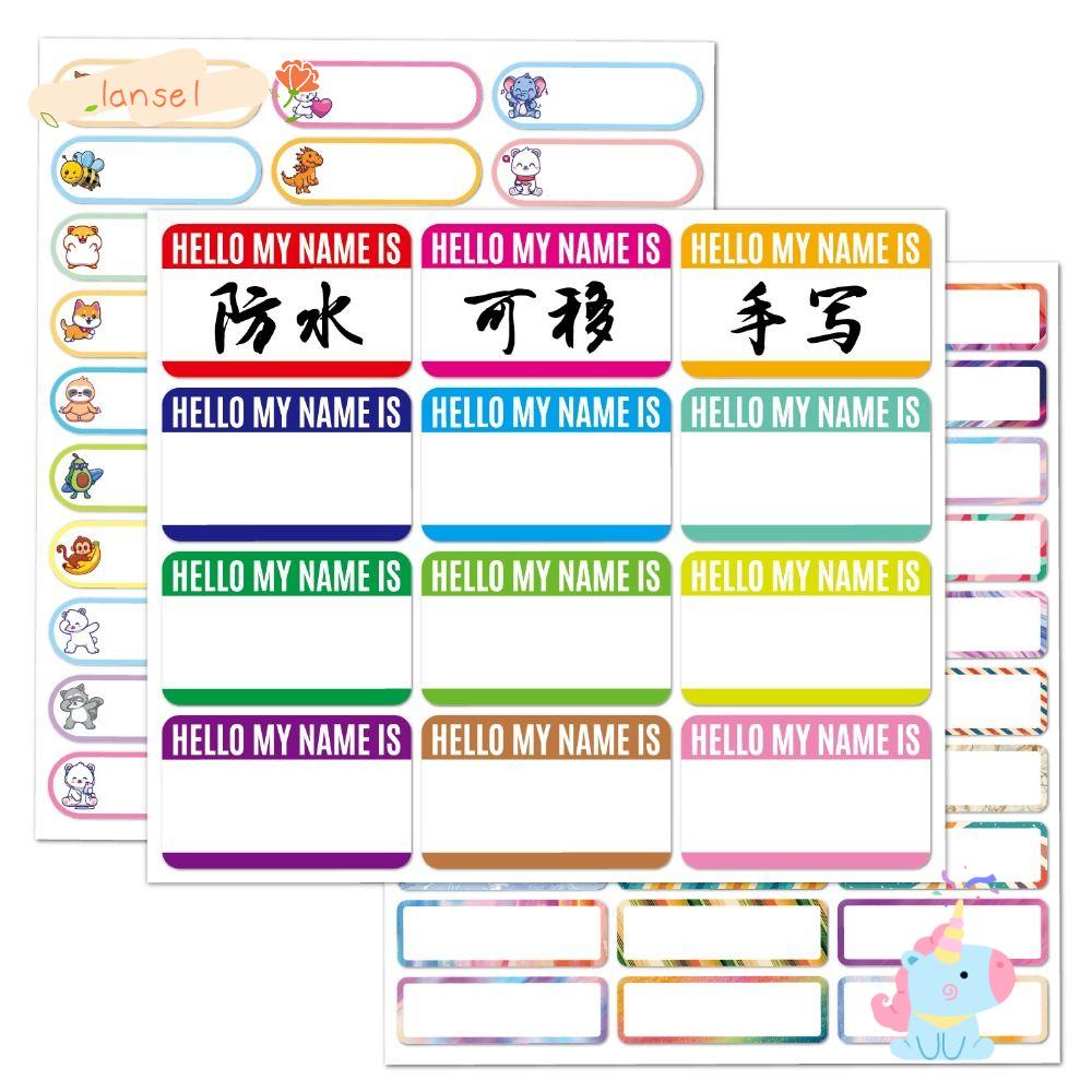 Set 2 Túi Nhãn Dán Ghi Tên Chống Nước Phân Loại Cho Trẻ Em