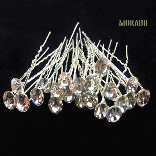 Set 20 Cài Tóc Đính Đá Pha Lê Tròn Cho Cô Dâu