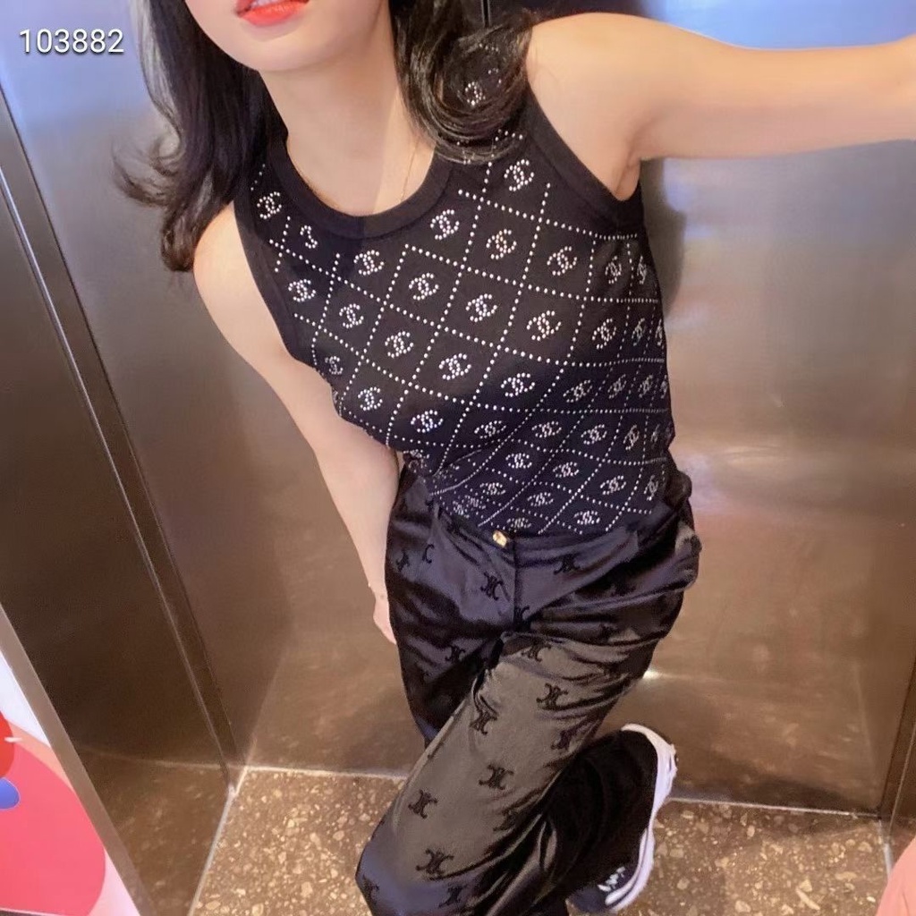 Áo Dệt Kim Sát Nách Cổ Tròn Dáng Ôm Thời Trang Mùa Hè 2023 Cho Nữ