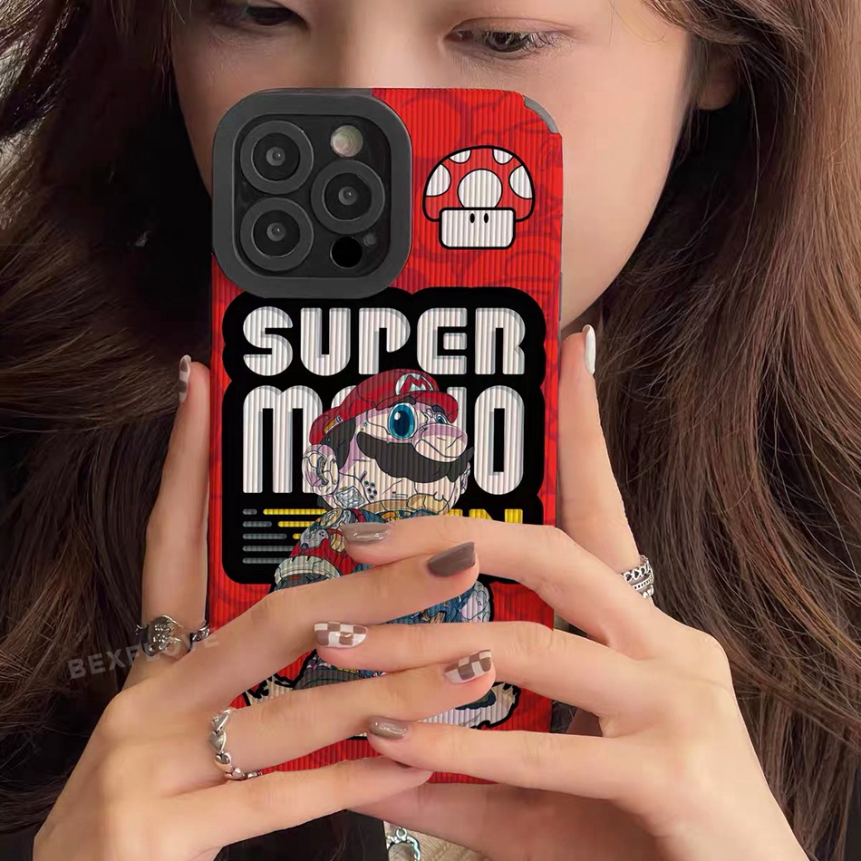 Ốp Điện Thoại Da Cừu Hoạt Hình Mario Cho iPhone 11 12 13 14 Pro MAX Plus 11Pro 13Pro 7 8 Plus X XR XS MAX SE 2020