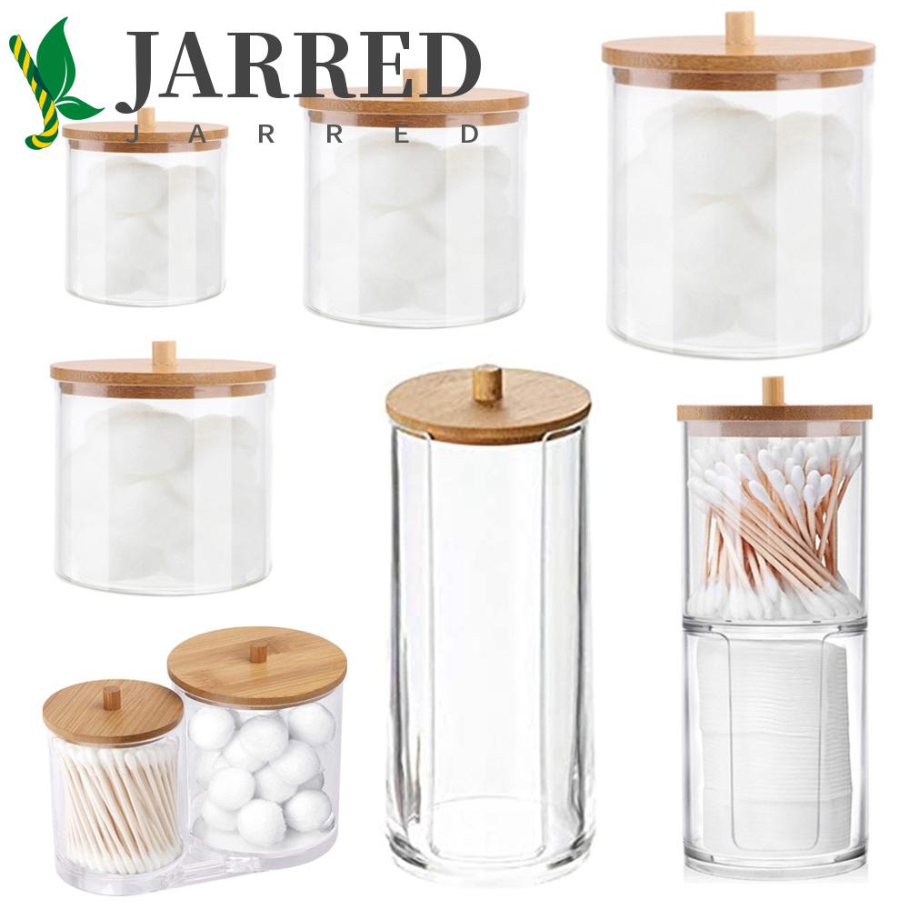 Hộp đựng bông tẩy trang bằng acrylic đa năng kèm nắp gỗ tre