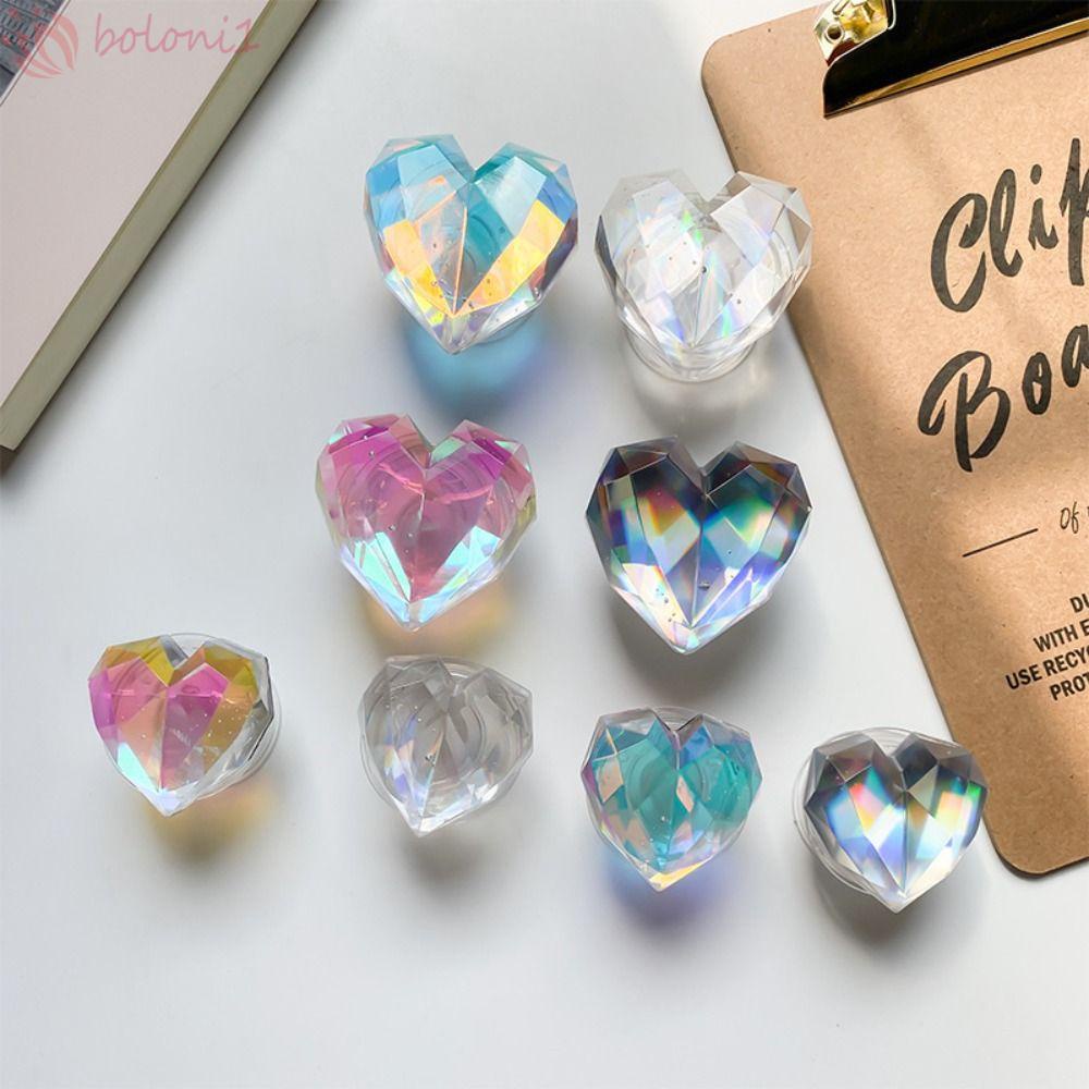 Giá Đỡ Điện Thoại Họa Tiết Trái Tim Hình Học 3d Màu Laser Chống Rơi Có Thể Gập Lại Tiện Dụng