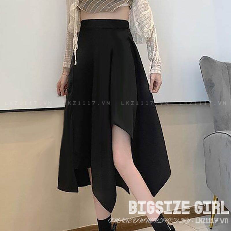 chân váy chữ a Bigsize chân váy nữ dáng dài lưng cao xẻ tà đen mùa xuân hè Phong cách Hàn Quốc Thời Trang đẹp