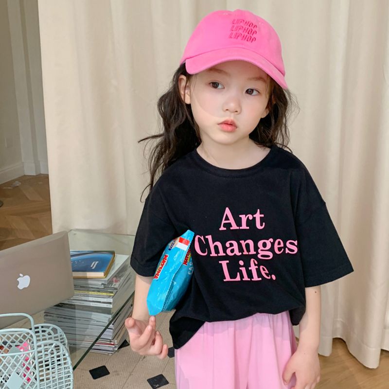 Áo Thun Tay Ngắn Chất Liệu 100% Cotton In Hoạ Tiết Xinh Xắn Dành Cho Bé Gái