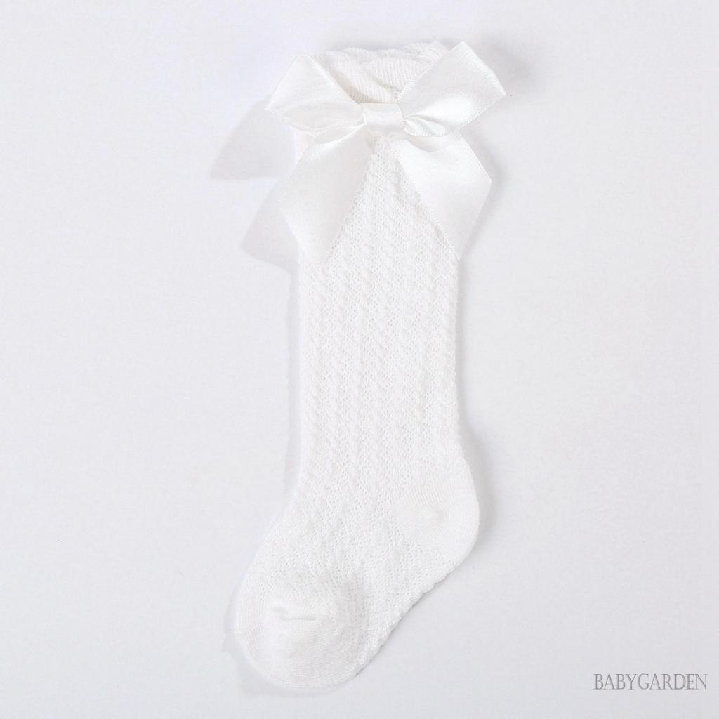 Vớ Dài Đến Đầu Gối Vải Lưới Mỏng Mềm Đính Nơ Cho Bé Gái 0-3 Tuổi