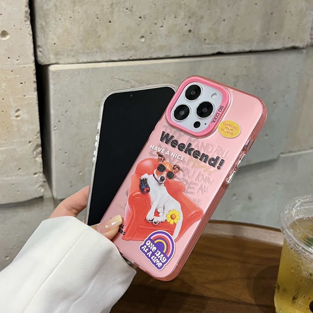 Ốp Điện Thoại IMD Hai Mặt Chống Sốc Hình Chó Mèo Cho Apple IPhone 14 13 12 11 Pro Max