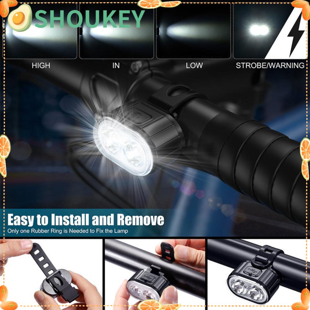 Bộ Đèn Pha LED Sạc USB Chuyên Dụng Cho Xe Đạp SHOUKEY