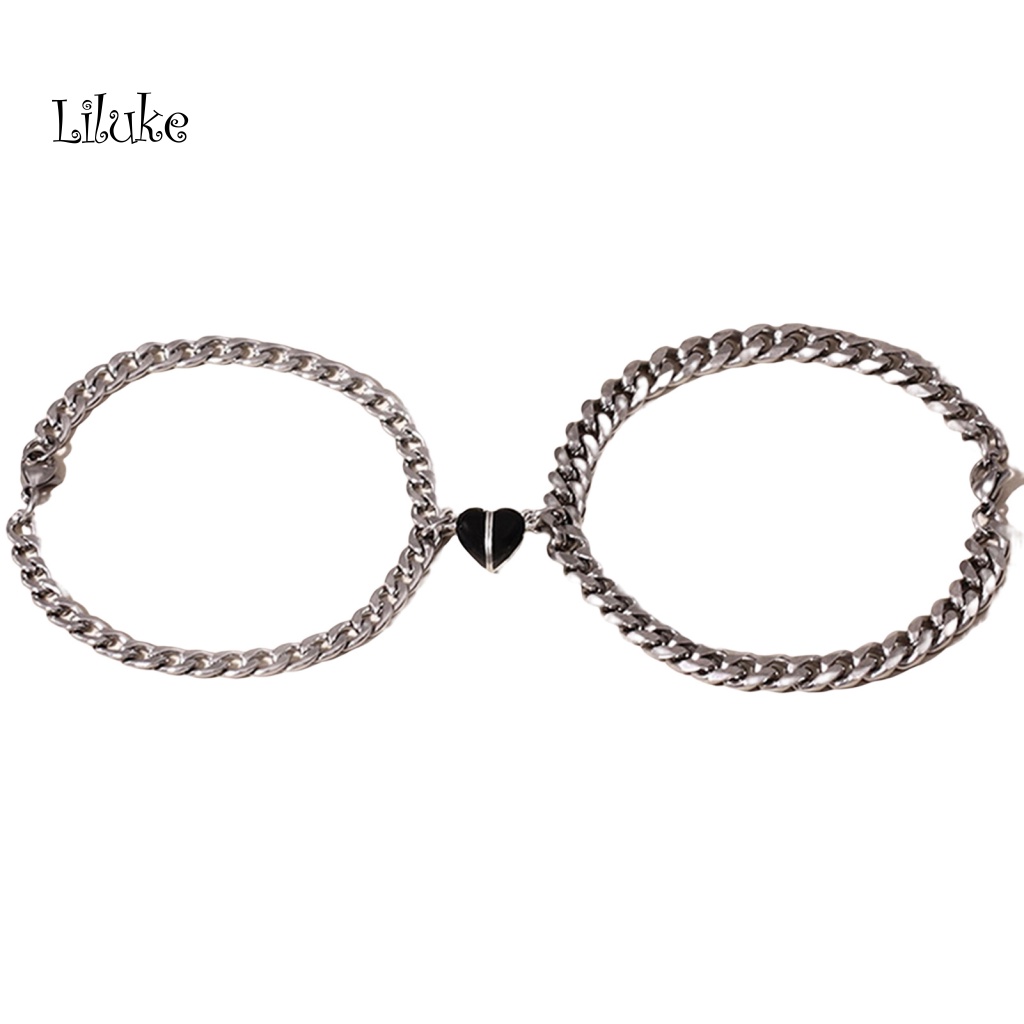 1 Cặp Vòng Tay Hợp Kim Mạ Vàng Chống Rỉ Sét Có Nam Châm Hít Hình Trái Tim