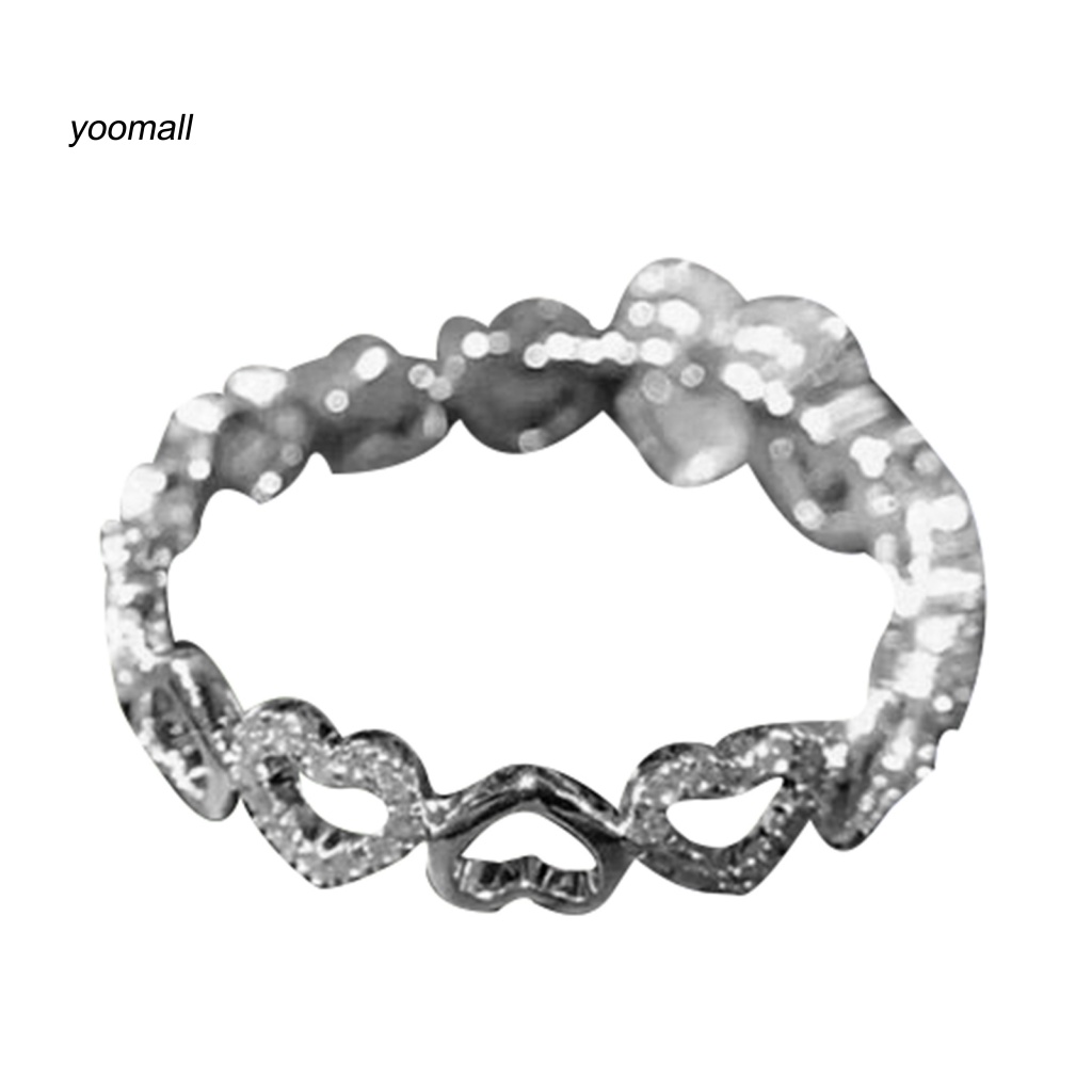 Nhẫn Hợp Kim Đính Đá Hình Trái Tim Tinh Tế Dùng Hàng Ngày