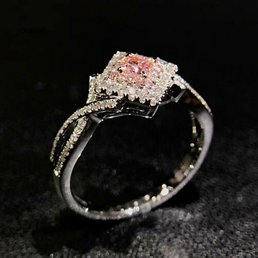 Nhẫn Hợp Kim Đính Đá Zircon Hình Vuông Sang Trọng Cho Nữ