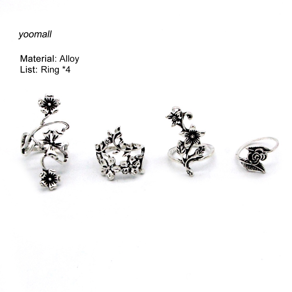Set 4 Nhẫn Đeo Khớp Ngón Tay Phong Cách Trung Hoa Cổ Điển Dành Cho Nữ