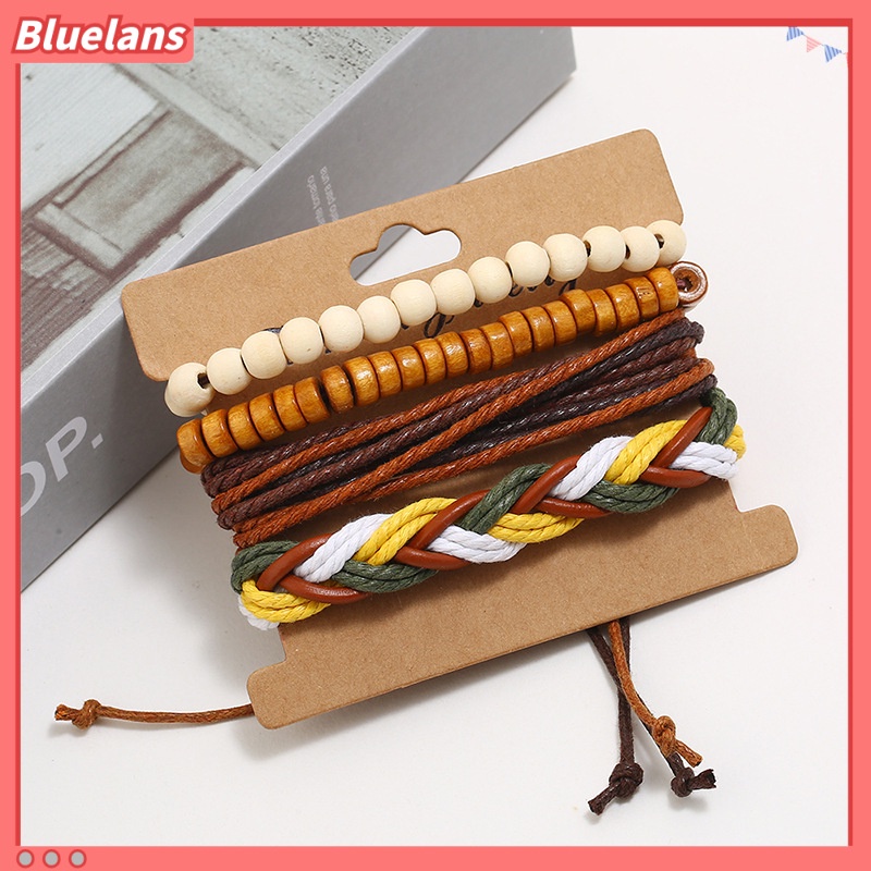 [BLS] Bộ Bốn Mảnh Dây Da Dệt Tay Retro Đơn Giản diy