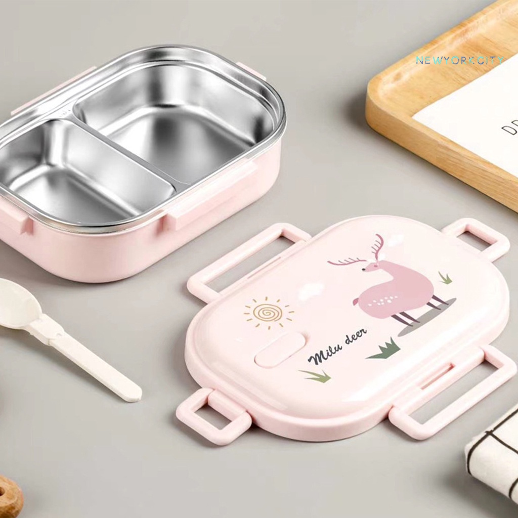 1 Bộ Hộp Đựng Thức Ăn Trưa Dung Tích Lớn 720ML Bằng Thép Không Gỉ Chống Rò Rỉ