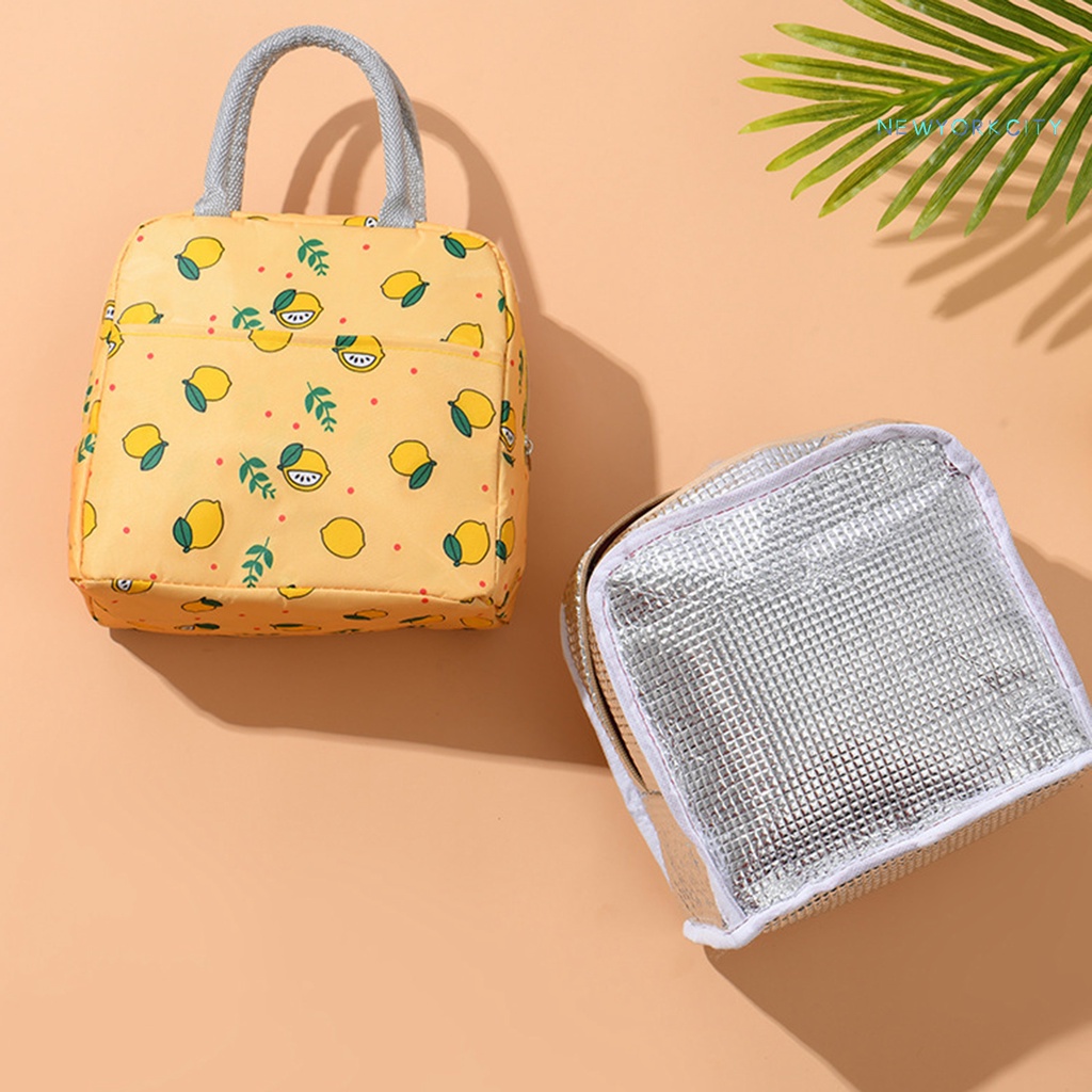 Túi Đựng Hộp Cơm Trưa Cách Nhiệt Chống Thấm Nước Hai Tay Cầm Họa Tiết Hoạt Hình