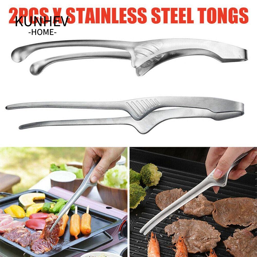 KUNHEV Bộ 2 Kẹp Gắp Thức Ăn Bằng Thép Không Gỉ Chống Trượt Tiện Dụng Cho Nhà Bếp