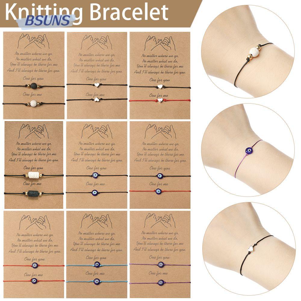 Set 2 Vòng Tay / Lắc Chân Bện Thủ Công Màu Hồng Cho Cặp Đôi