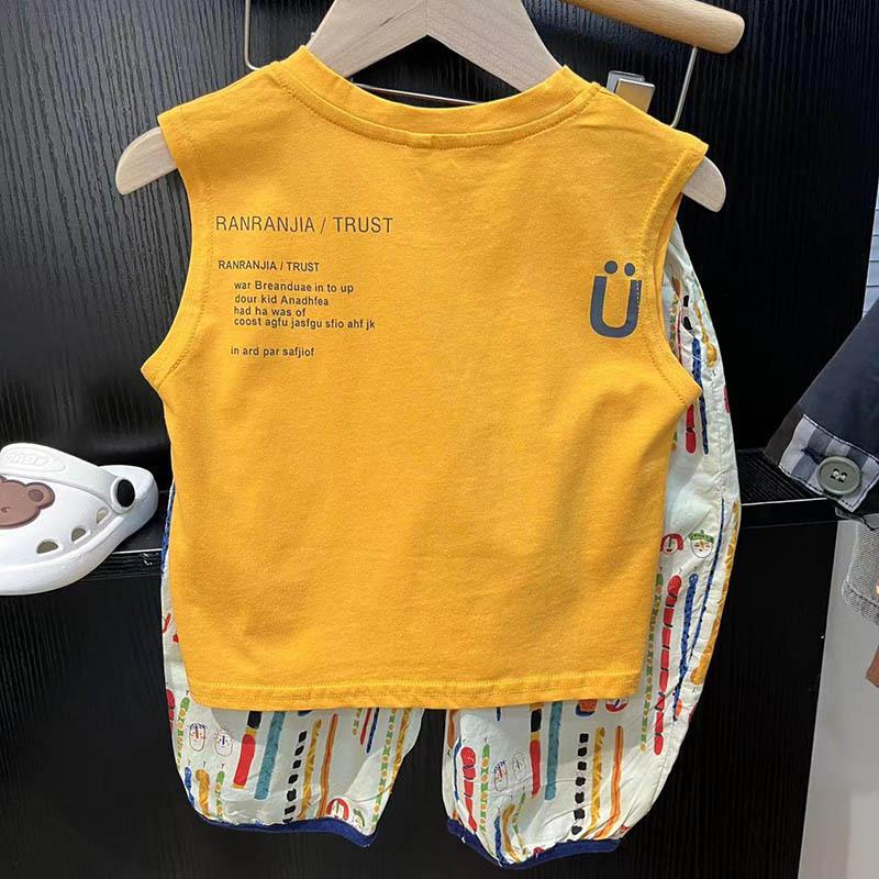 Bộ Đồ Áo Thun Cotton Không Tay Dáng Rộng In Hình Rắn Dễ Thương Phong Cách Hàn Quốc Cho Bé Trai / Gái