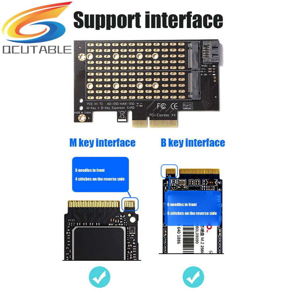 Thẻ Chuyển Đổi PCIE Sang M2 / M.2 NVME M2 NGFF SSD Sang SATA PCI-E X4 M Kèm Chìa Khóa