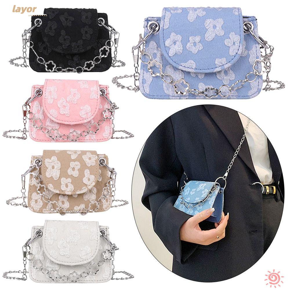 LAY Túi Đeo Chéo Phối Dây Xích Thiết Kế Nhỏ Gọn Giản Dị Thời Trang