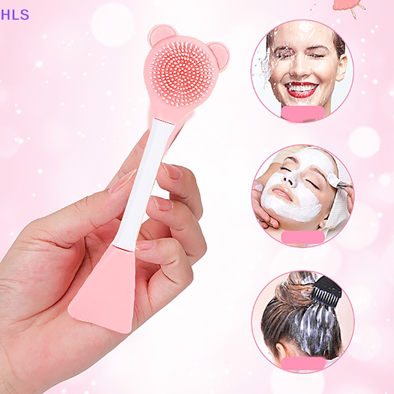 Cọ Đắp Mặt Nạ Silicone Hình Gấu Hai Mặt Có Thể Tái Sử Dụng