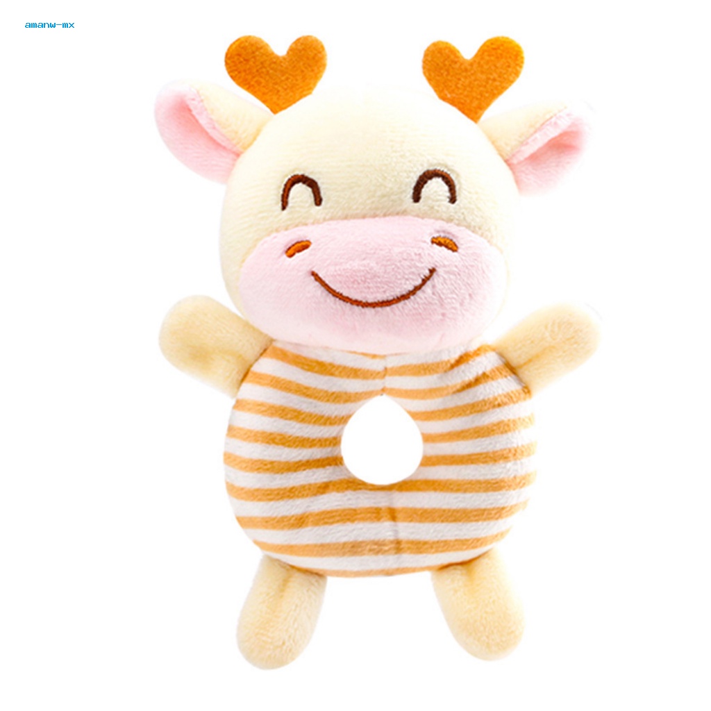 Bộ Đồ Chơi Lục Lạc Cầm Tay Hình Động Vật Nhồi Bông Mềm Mại Kích Thước 14cm Cho Bé