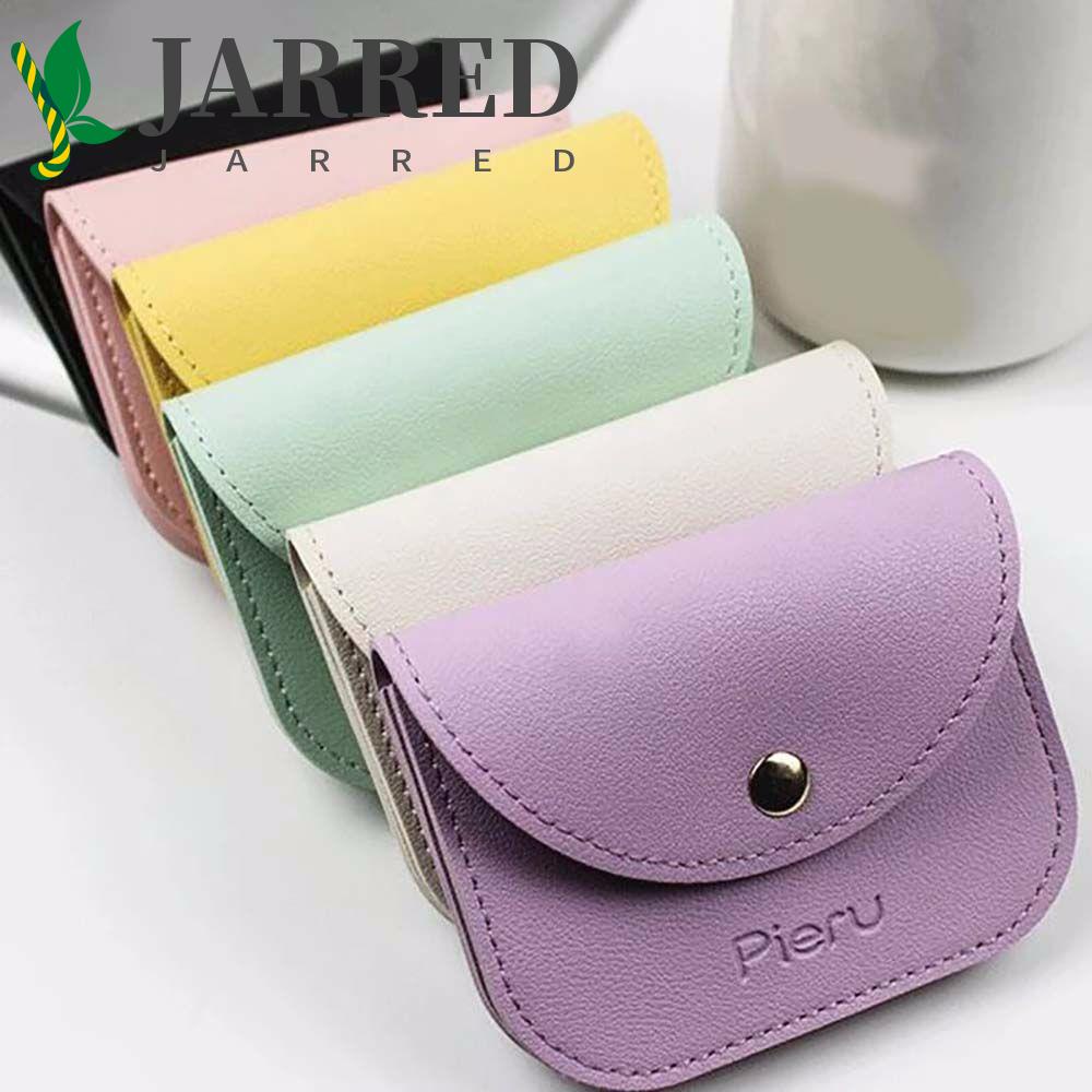 JARRED Ví Da Đựng Tiền / Son Môi / Tai Nghe Màu Macaron Mềm Mại Nhỏ Gọn Giá Đỡ