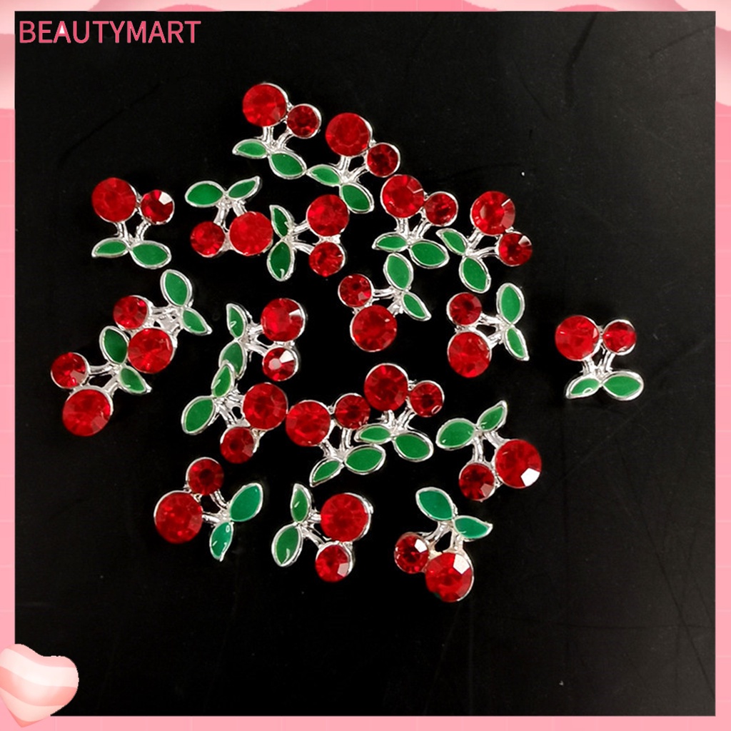 Set 10 Phụ Kiện Trang Trí Móng Tay Hình Quả Cherry 3D Bằng Hợp Kim DIY